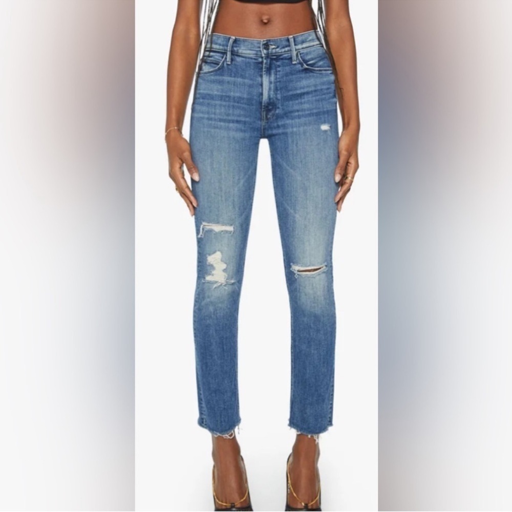 MOTHER Mid Rise Dazzler Ankle Fray- weekend Warrior Jeans - 24